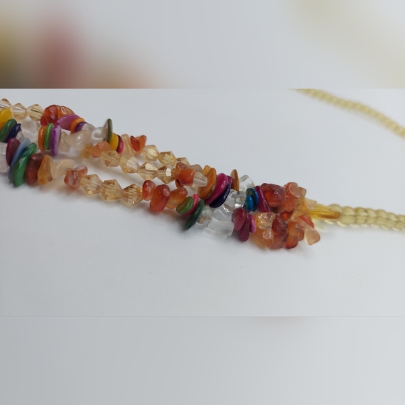 Multi-stone multi-color three strand statement necklace - Picture 8 of 9